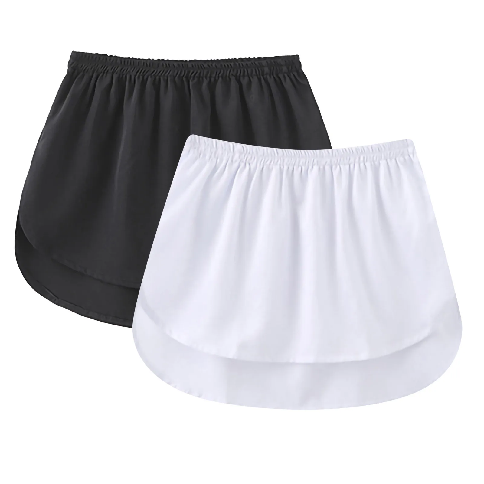 2 Piece Unisex Shirt Adjustable Loose Layering Fake Tops Lower Sweep Half-length Elastic Waist Band False Hemline Kawaii skirt white skirt Skirts