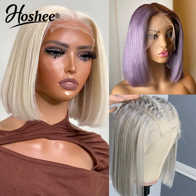 

Colored Brazilian Transparent Short Straight Bob Pixie Cut13x4 HD Lace Front Human Hair Wig Frontal Wigs For Black Woman On Sale