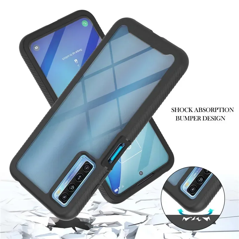 Transparent 360° Protective Bumper Case with PET Front Film and Back Cover