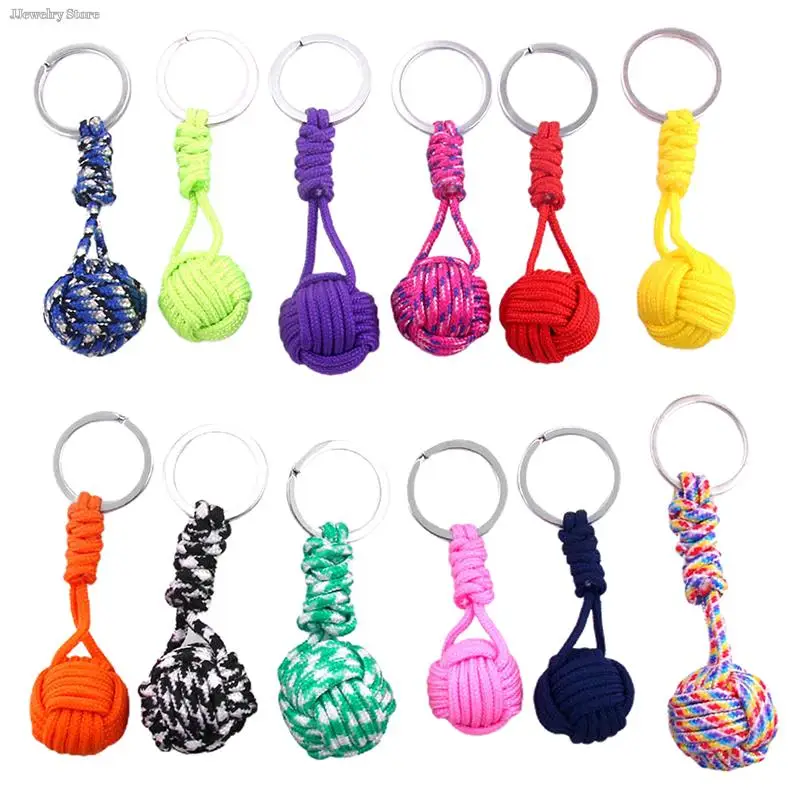 

Military Parachute Woven Rope Ball Keychain Lanyard Key Ring Monkey Fist Key Chains Outdoors Survival Tool Jewelry