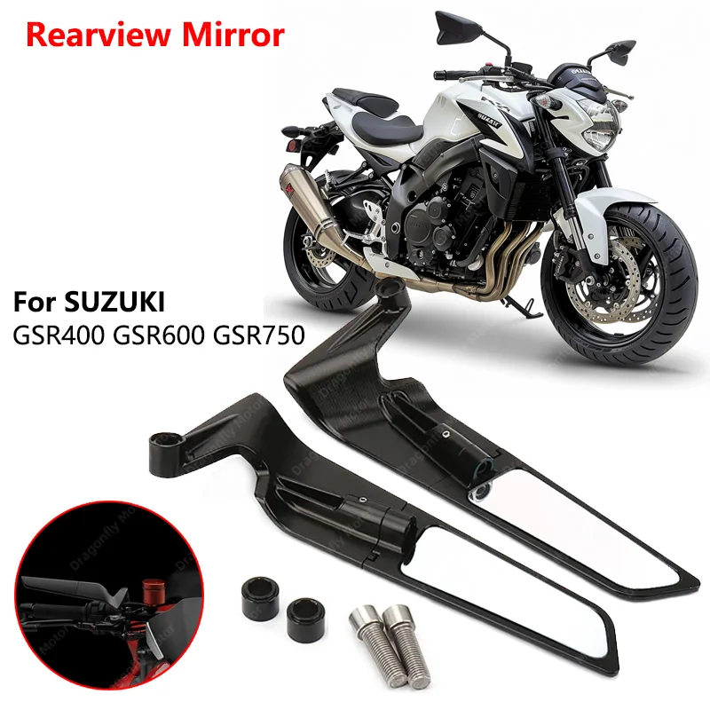 스즈키 GSR400 GSR600 GSR750 용 알루미늄 백미러, 오토바이 윙 미러, 회전 사이드 미러, 신제품
