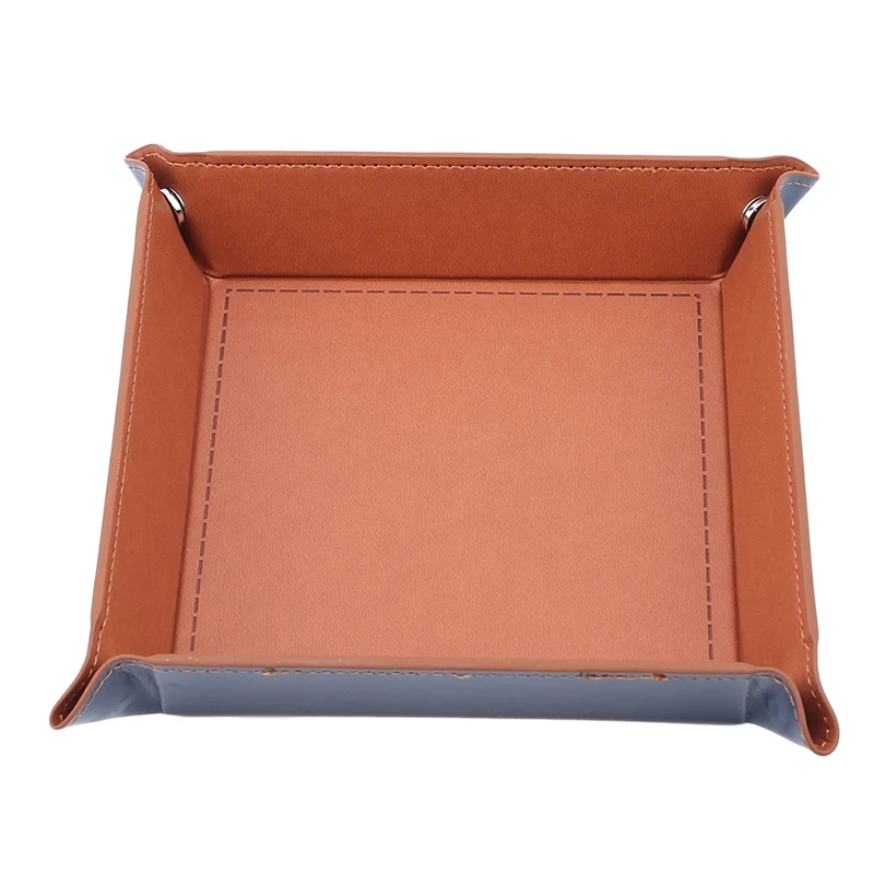 Creative Folding Tray PU Leather Valet Trinket Collapsible Phone Key Wallet Coin Desktop Storage Sundries Box Bins Accessories 3