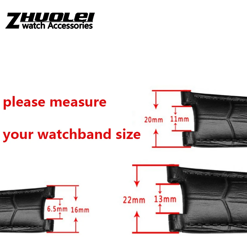Genuine Leather Watchband with Stainless Steel Butterfly Buckle, Notched Strap Design
