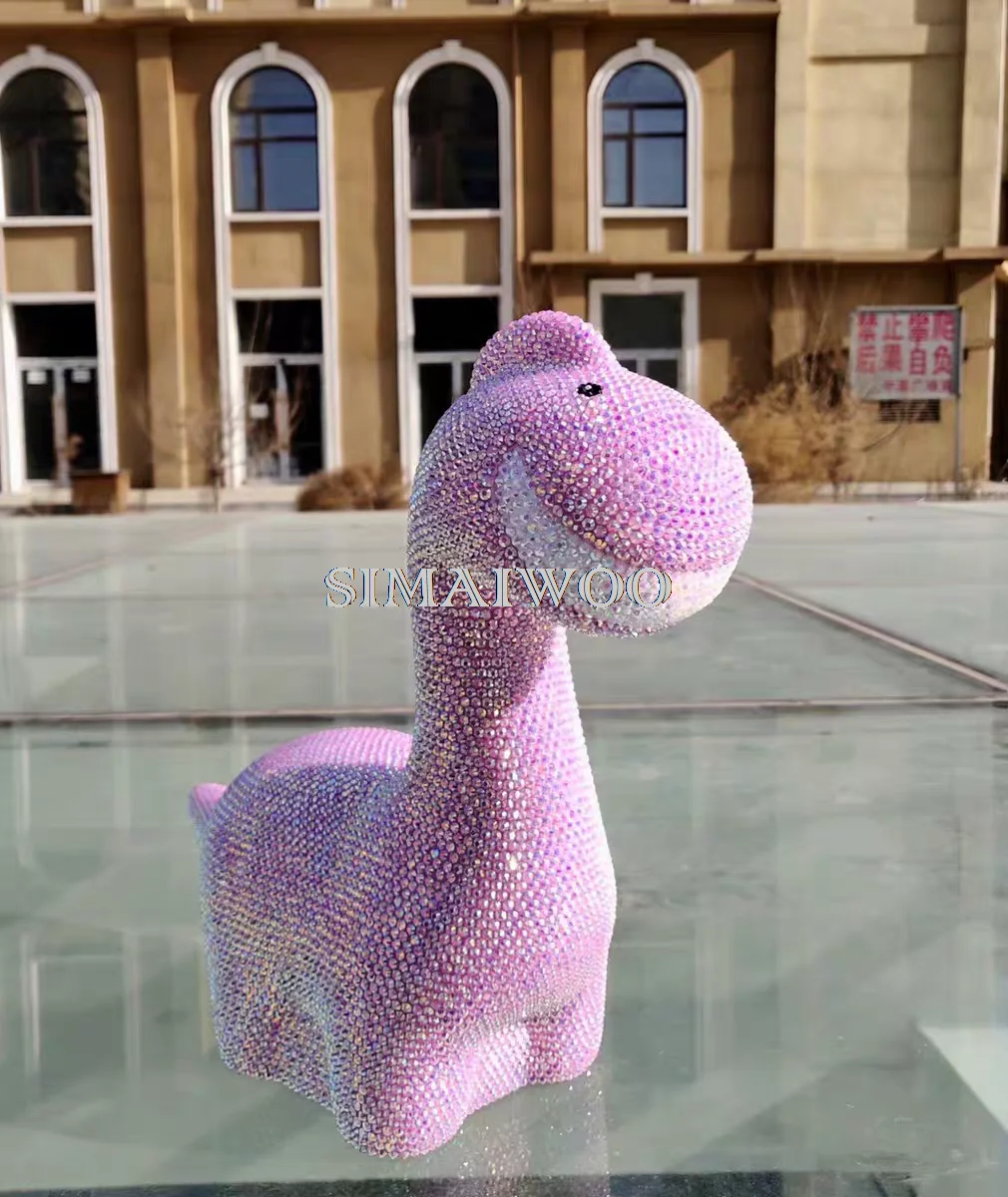 DIY Diamant Strass rosa Dinosaurier Statue Blinged Tier Münze Lagerung Home dekorative handgemachte Mosaik Weihnachten Geburtstagsgeschenk – Detail 1