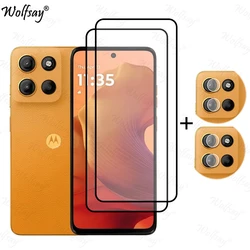 Premium Full Cover Tempered Glass Screen & Camera Protector, 6.72 inch - Motorola Moto G15 (2 Glass and 2 Lens)