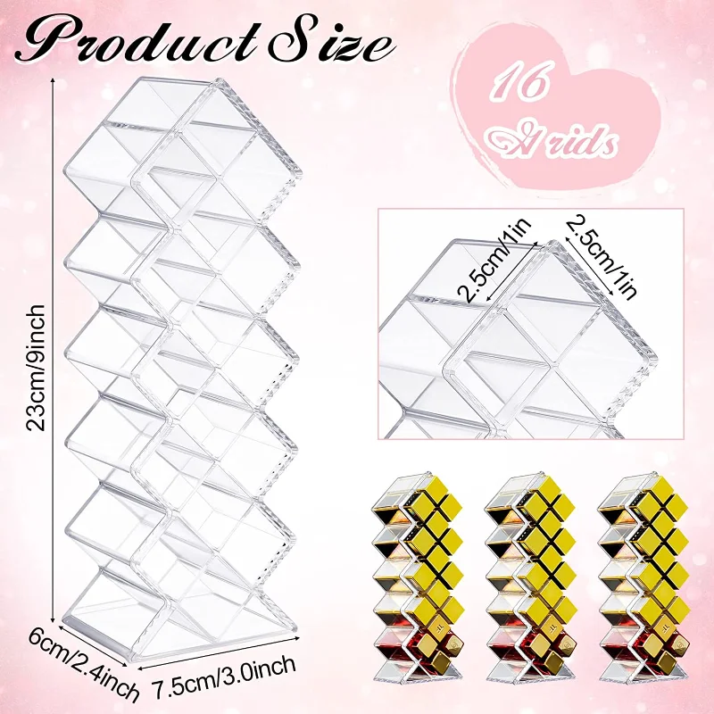 Acrylic Lipstick Holder Organizer 10/16 Slots Clear Lip Gloss Fish Shape Tower Case Display Stand Storage Box Makeup Cosmetic 4