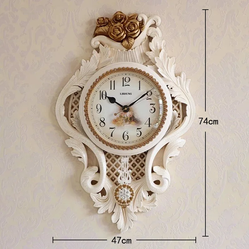 Oversized Swing Mute Wall Clock 3D Engraving Retro Minimalist Clocks Color:E