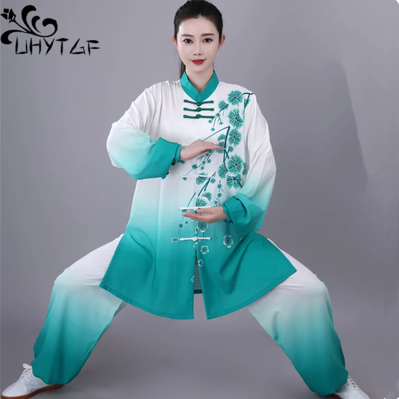 Chinese Tang Suit Tai Chi Suit Women Autumn Embroidery Performance Morning Exercise Clothing Martial Arts Taijiquan Practice