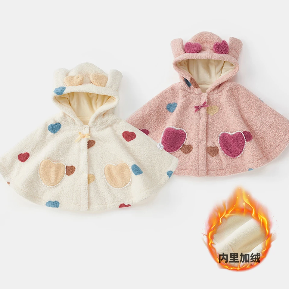 Winter Baby Girl Warm Fleece Princess Cloak Christmas Thick Plush Cloaks Newborn Girls Mantle Cape Children Casual Clothes