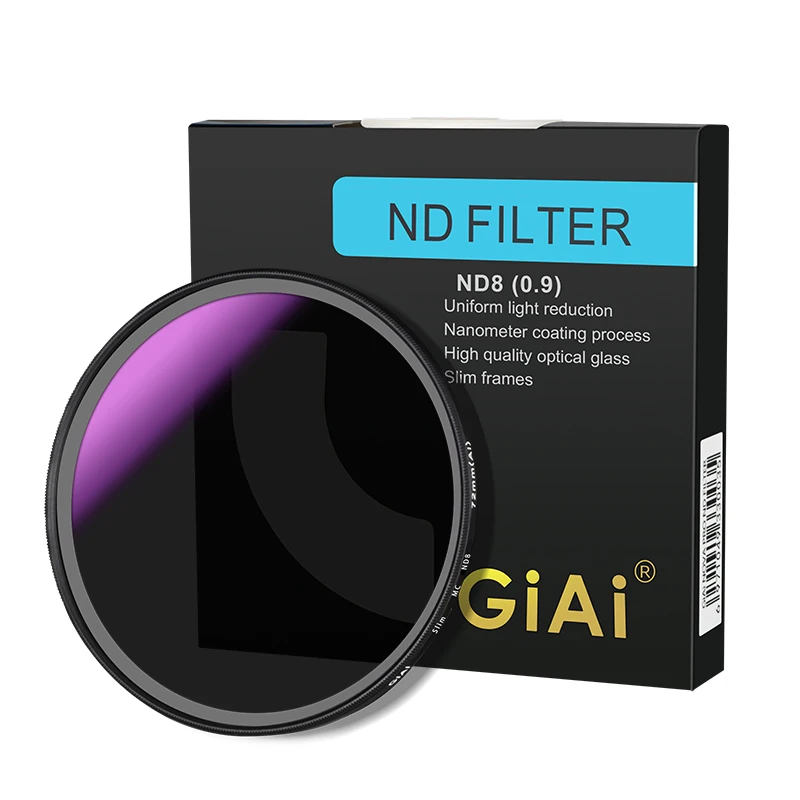 

GiAi ND Filter ND8 ND16 ND64 ND1000 Camera Lens Neutral Density 37mm 46mm 49mm 52mm 58mm 62mm 67mm 72mm 77mm 82mm 86mm