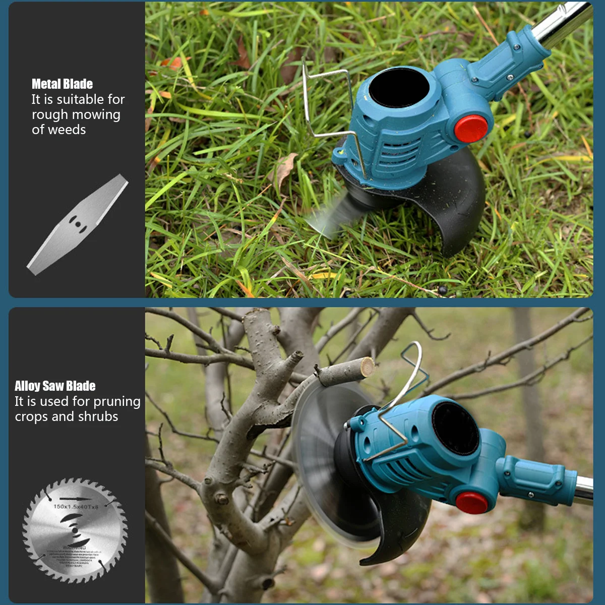 1800W Cordless Handheld Electric Lawn Mower Grass Trimmer Adjustable Garden Pruning Cutting with 2 Lithium Battery 8 Accessories - Image 2