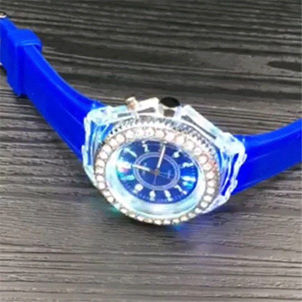 Women Flash Luminous Personalized Rhinestone Led Watch Trends Students Lovers Jellies Woman Men's Watches Light Wrist Watch 2