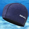 New 2024 Elastic Waterproof PU Fabric Protect Ears Long Hair Sports Swim Pool Hat Swimming Cap Free Size for Men & Women Adults 1