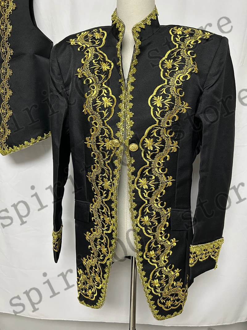 Gilet Long Style Victorien Steampunk Pour Homme - Jacquard Vintage, Double Boutonnage - Costume Déguisement