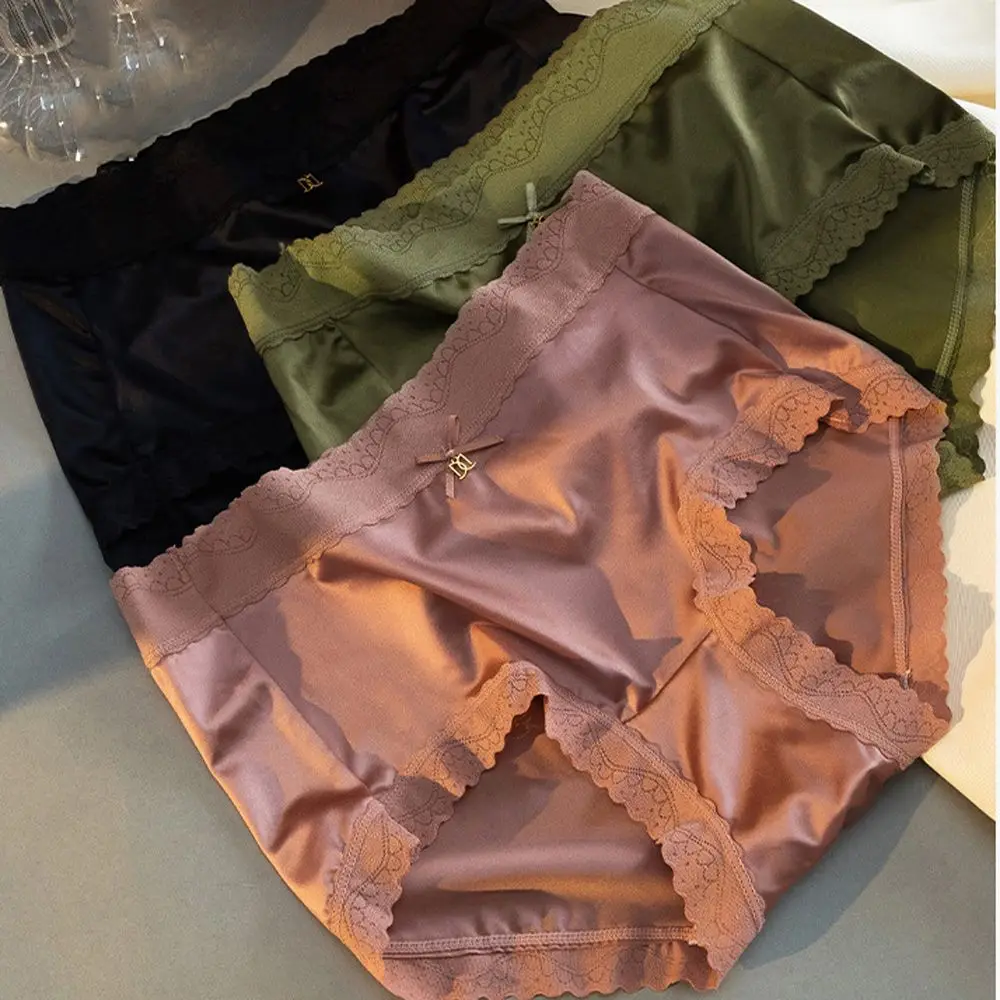 Lace Lingerie Seamless Panties Women's Plain Underwear High Waist