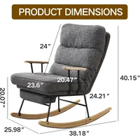 Rocking Chair Nursery, Modern Teddy Accent Rocker Armchair with Adjustable Backrest and Retractable Footrest 2