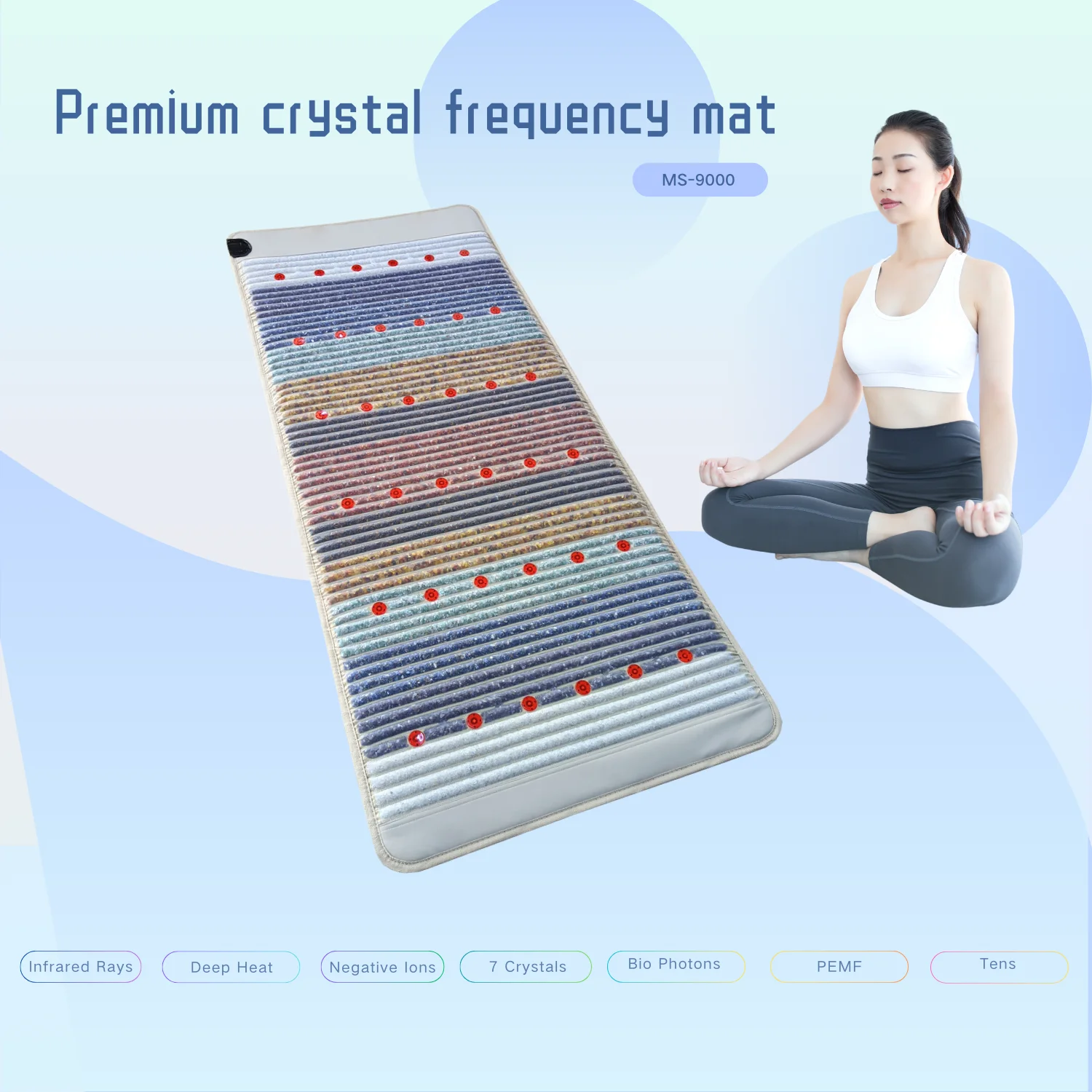 Premium Crystal Mat MS-9000 Infrared Deep Heat Schumann Resonance PEMF Bio Photon 7 Healing Gemstone Chakra Matt emil gilels 3 iii brahms chopin clementi grieg schubert schumann 2 cd