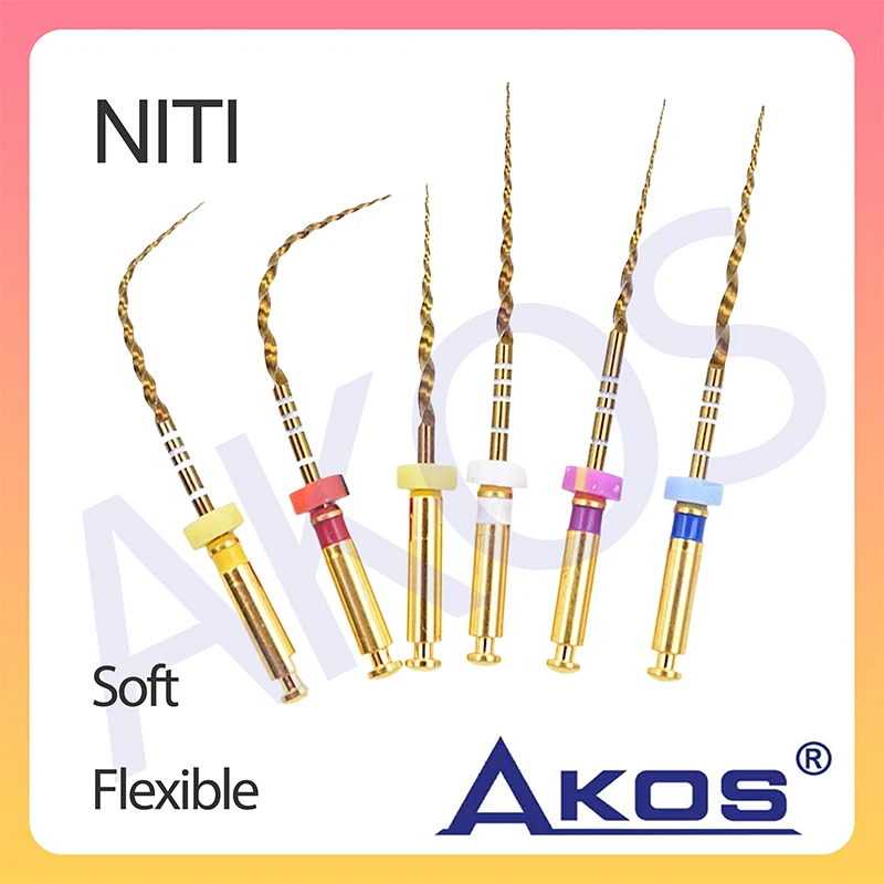 Dental Endo Files Rotary Gold Flexible Endodontic Root Canal 6 PCS 25 21 mm Niti Instrument Dentistry Set Nickel Titanium Heat