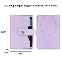 Compact Magnetic Clasp Card Holder Wallet - Magsafe Card Bag (Purple)