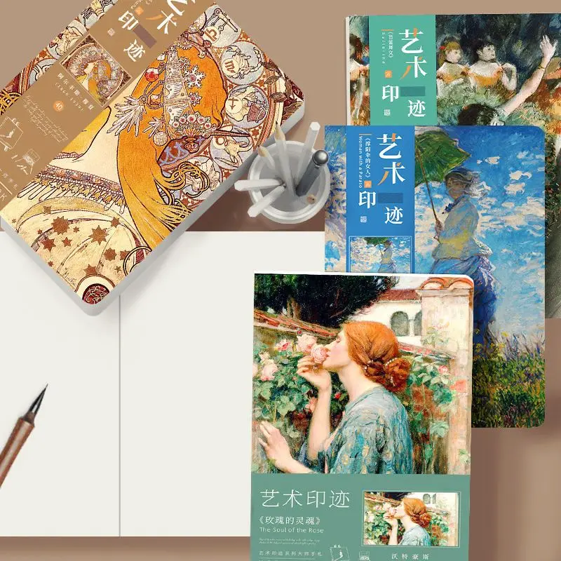 Aesthetic Notebook Famous Painting By Monet Van Gogh Blank Inside Journals Diary Planner Office School Supplies