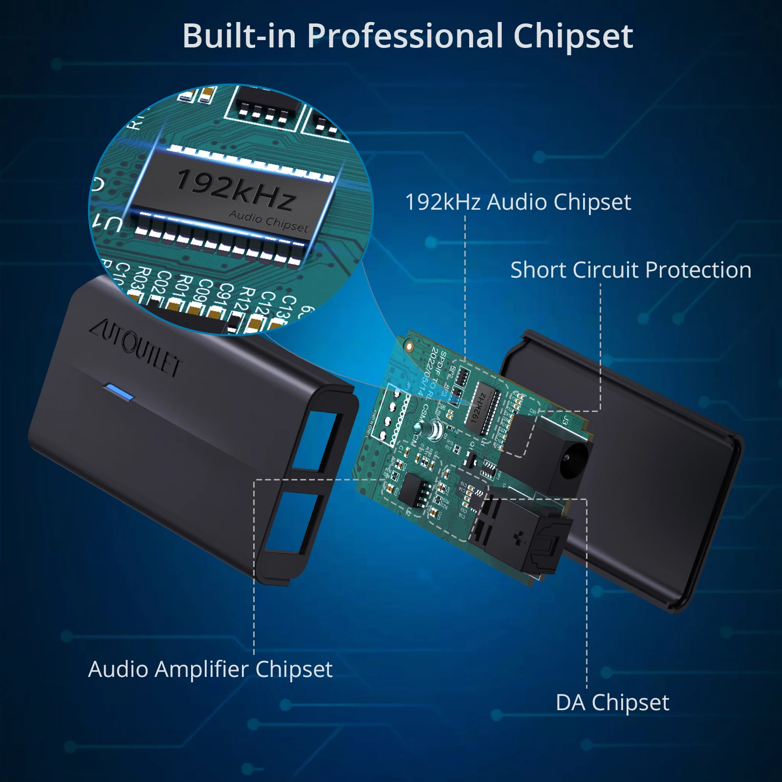 Audio Converter Adapter Compact 192khz DAC Spdif To RCA Digital To Analog Optical Toslink RCA Female Or Male