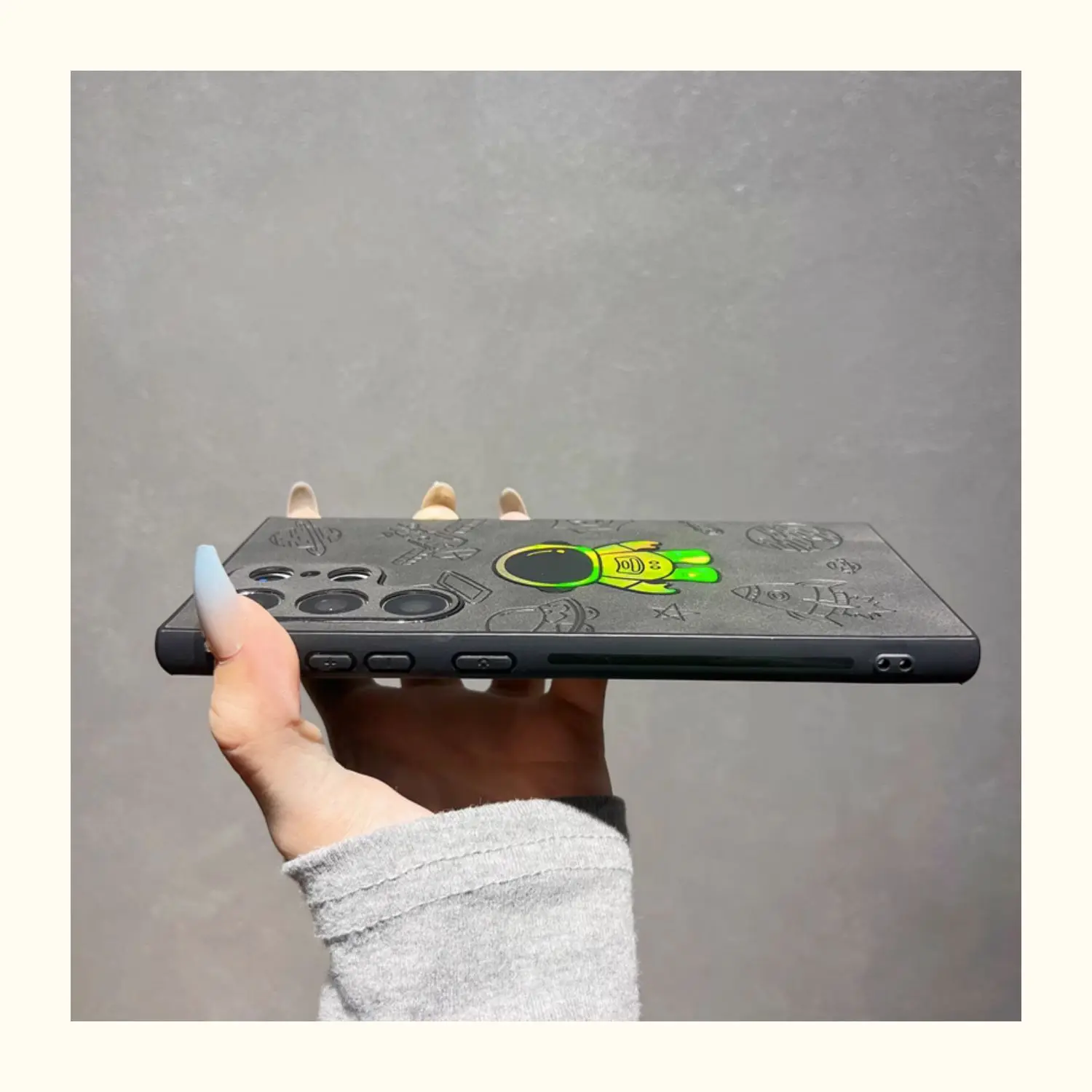 Coque de téléphone en cuir mat d'astronaute Laser, étui Ultra antichoc avec dessin animé pour Samsung Galaxy S24 S23 S22 S21 Plus_voghion.com