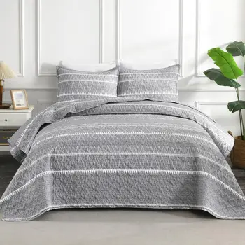 King Size Grey Boho Quilt Set 1