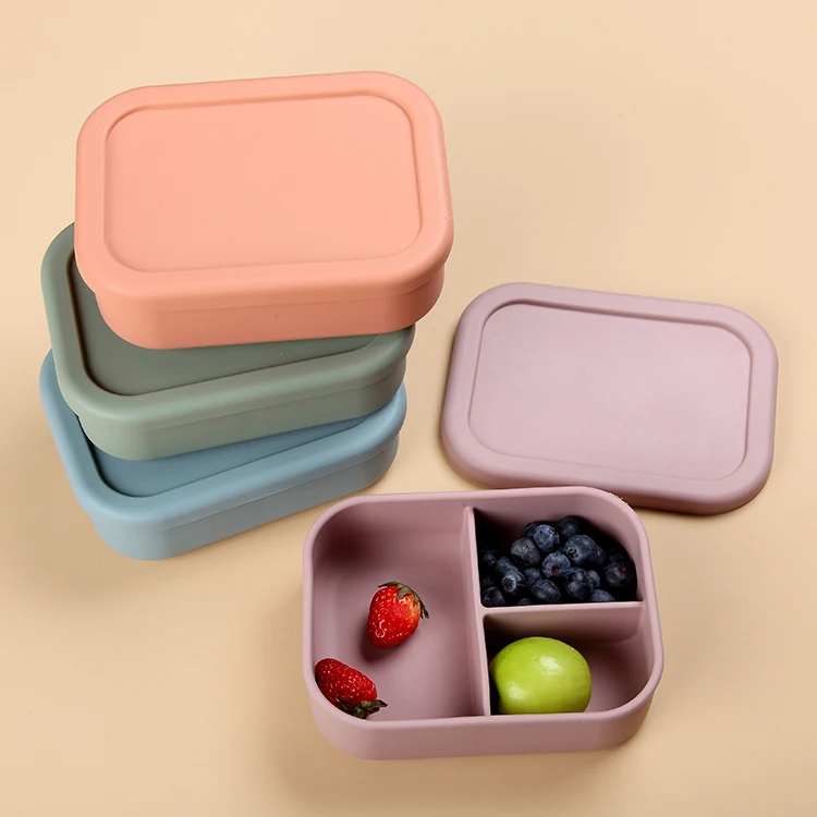 Portable Lunch Box Bowl Silicone Food Container Tableware Salad Bowl Silicone Lunch Box With Lid