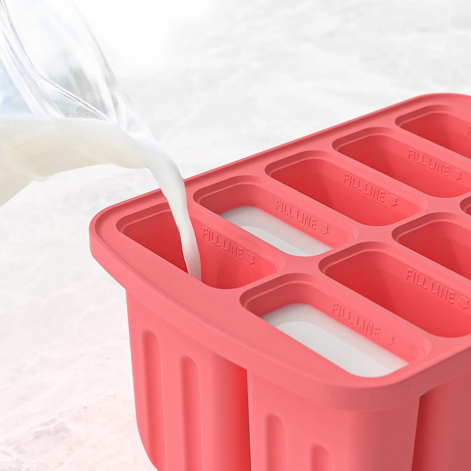 Silicone Popsicle Molds 10 Cavity Large Popsicles Molds Silicone Popsicle Maker Mold Ice Pop Mold with 50Pcs Popsicle Sticks