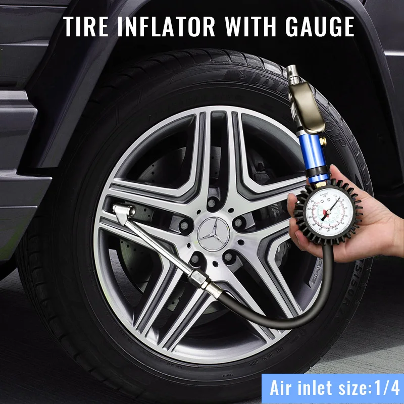 Tire Inflator Inflator Gun Tire with Air Pressure Gauge and Quick Air Connector 12 Self clamping
