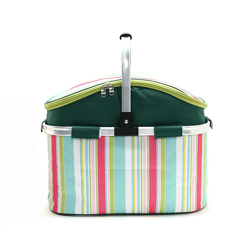 

26L Large Capacity Outdoor Picnic Basket Portable Folding Food Fresh Camping Lunch Basket Storage Insulated Cooler Box Handbag