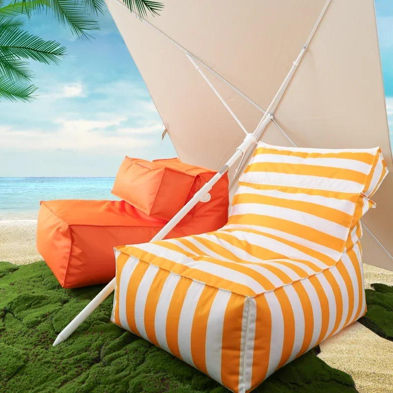 Stripes Leisure Beanbag Outdoor Beach Square Lounge Waterproof Beanbag Outside Reclinable Foldable Sitzsack House Accessories
