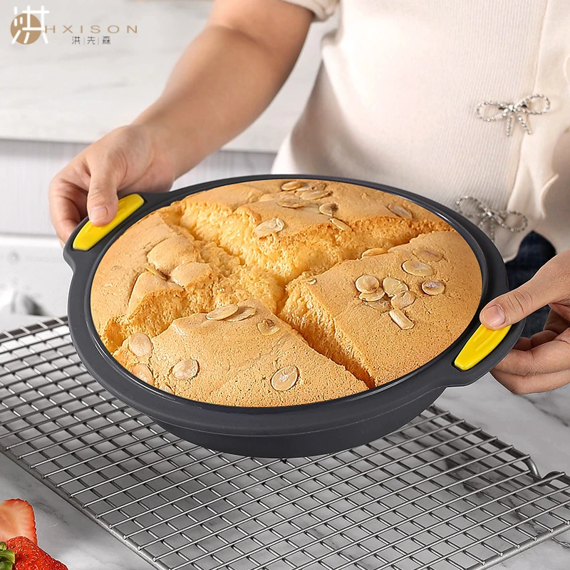 

1 PC Silicone Baking Pan 11 Inch Non-Stick Round Reusable Fluted Cake Molds for Cheese Bread Brownie Pastry Accessories Tools