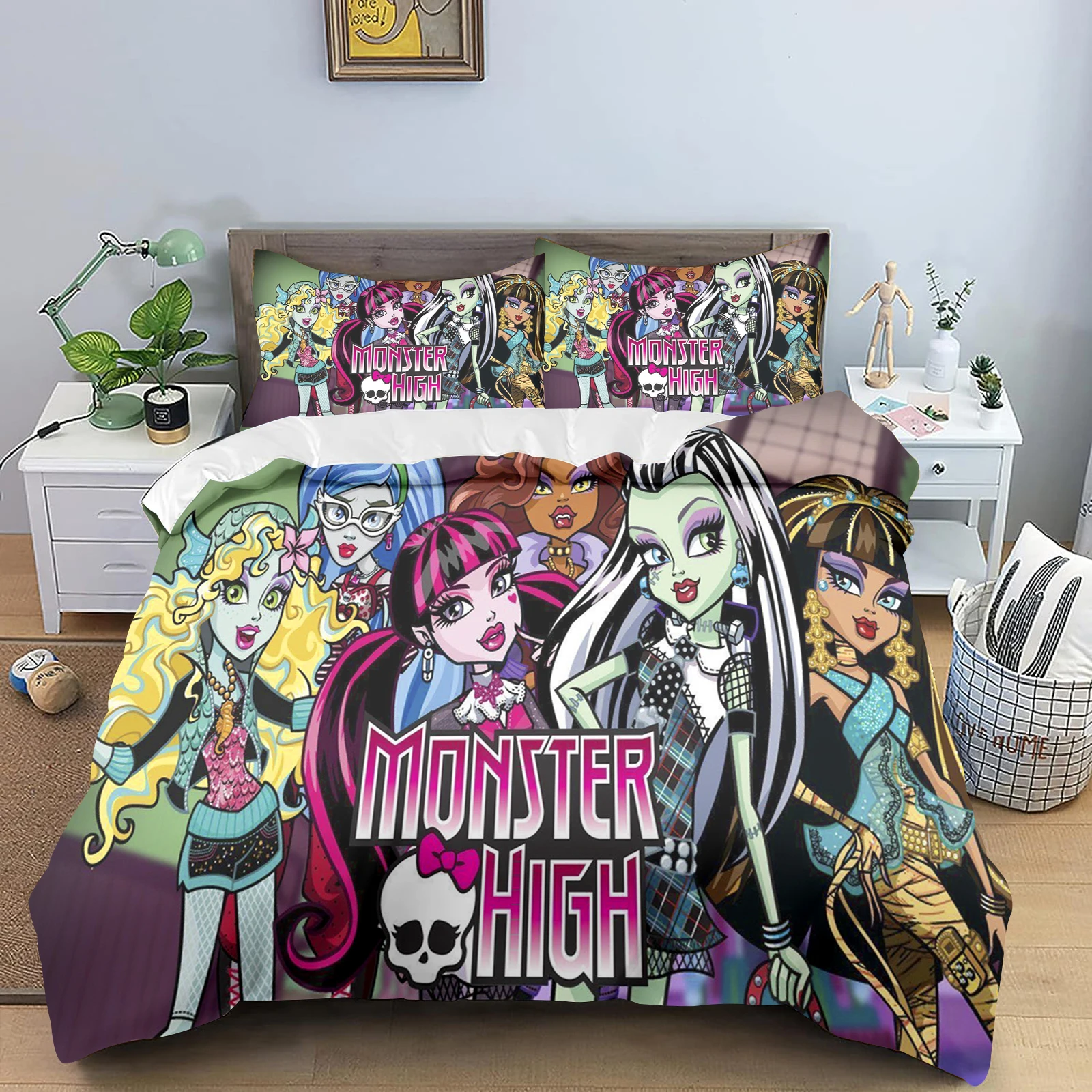 Description Picture 5 of itemMonster High Cartoon Quilt Cover, Anime Duvet, Cute Printed Polyester Comforter Bedding, Twin Size, Children Gift, Various Sizes