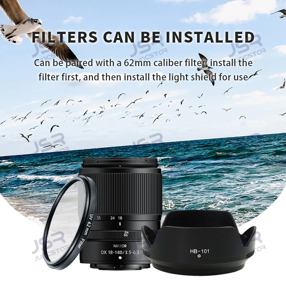 thumbnail image 2 of HB-101 Lens Hood For Nikon NIKKOR Z DX 18-140mm F/3.5-6.3 VR - Anti-Glare, Reversible, Matches Original HB-101 2 of 11