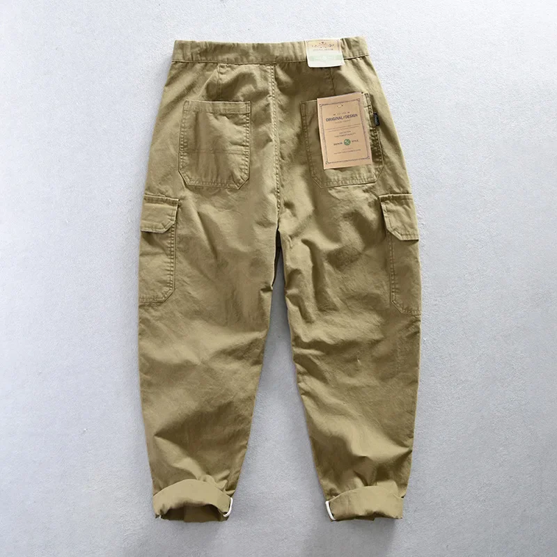2023 Autumn New 100% Cotton Retro Cargo Pants Men Clothing Multi-pockets Daily Joggers Men Trousers