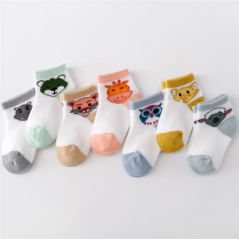 

7Pairs/set 0-24Month Newborn Baby Boys Girls Socks Summer Mesh Thin Cotton Cartoon Infant Sock For Boy Girl Casual Accessories