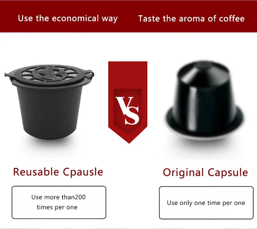 Reusable Coffee Capsules Refillable Reusable Nespresso Coffee Capsule Reutilisable Nespresso Pods with Spoon Brush Coffee Accessories