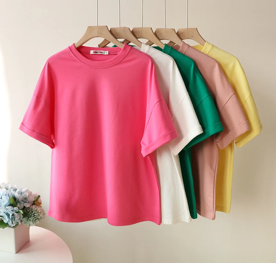 Grünen Anzug Shorts mit T-shirt für Frauen und Top Lose Oversize 100% Baumwolle Sommer Zwei Stück Set Frauen Klassische Trainingsanzug casual