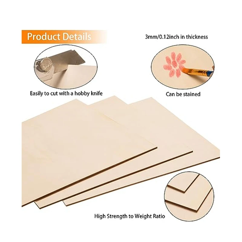 5 Pcs Basswood Craft Board Crafts Multi-Layer Board Cutting DIY Painting Stained And Carved Wood Durable Easy To Use