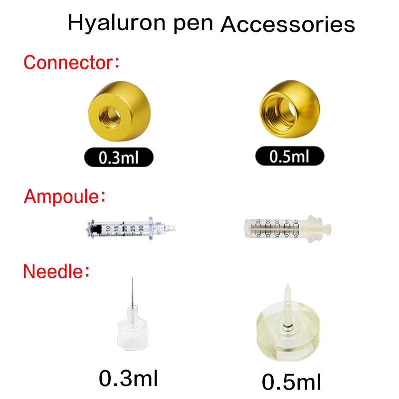 2 in 1 NEW Hyaluronic Acid Pen High Pressure Lips Meso 0.3ml & 0.5ml Syringe Needles Hyaluron Gun For Anti Wrinkle Lip Atomizer