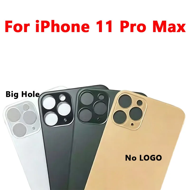 새로운 빅홀 백 하우징 배터리 커버 후면 도어 글래스 아이폰 11 11 프로 11 프로 맥스 배터리 커버 후면 글래스 로고 없음