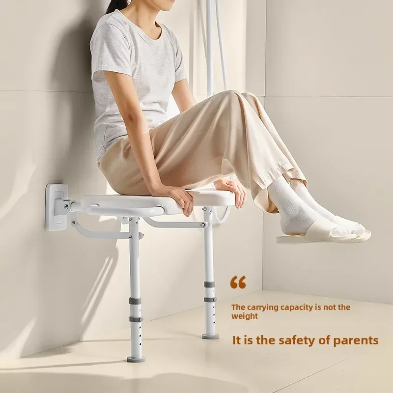 Elderly and Pregnant Women's Bathroom Chair Shower Stool, Foldable Double Armrest Toilet Seat Disabled, Non Slip Commode Stools 4