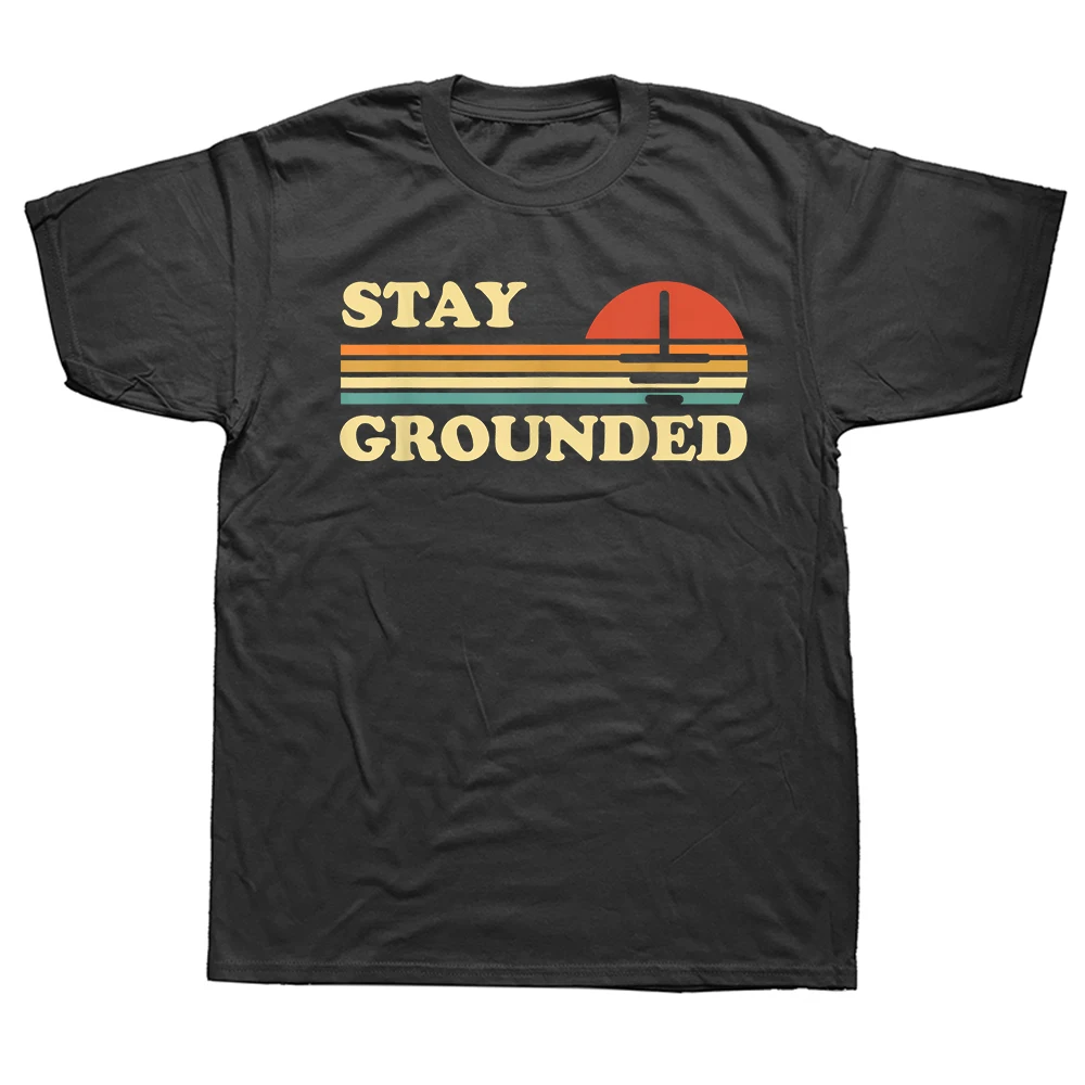 Lustiges Elektriker-T-Shirt „Stay Grounded“ aus 100 % Baumwolle für Herren und Damen, modisches, lässiges T-Shirt, lockeres, übergroßes Streetwear-T-Shirt