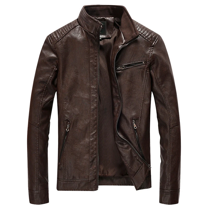 Spring Men's Brown Leather Jacket Men Autumn Faux Leather Coat Mens Biker Clothing Women's Motorcycle Jackets Man Clothes BM327 pilot leather jacket