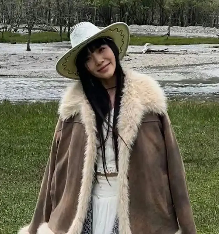 Lamb Wool Fur one Cotton-Padded fUR Coat 2024 Winter Fatty Senior Sense Plus Cashmere Thick Cotton-Padded Coat Jacket Zichao X4