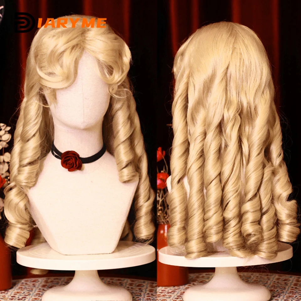 Synthetic Lolita Long Curly Wigs For Women Blonde Wig Halloween