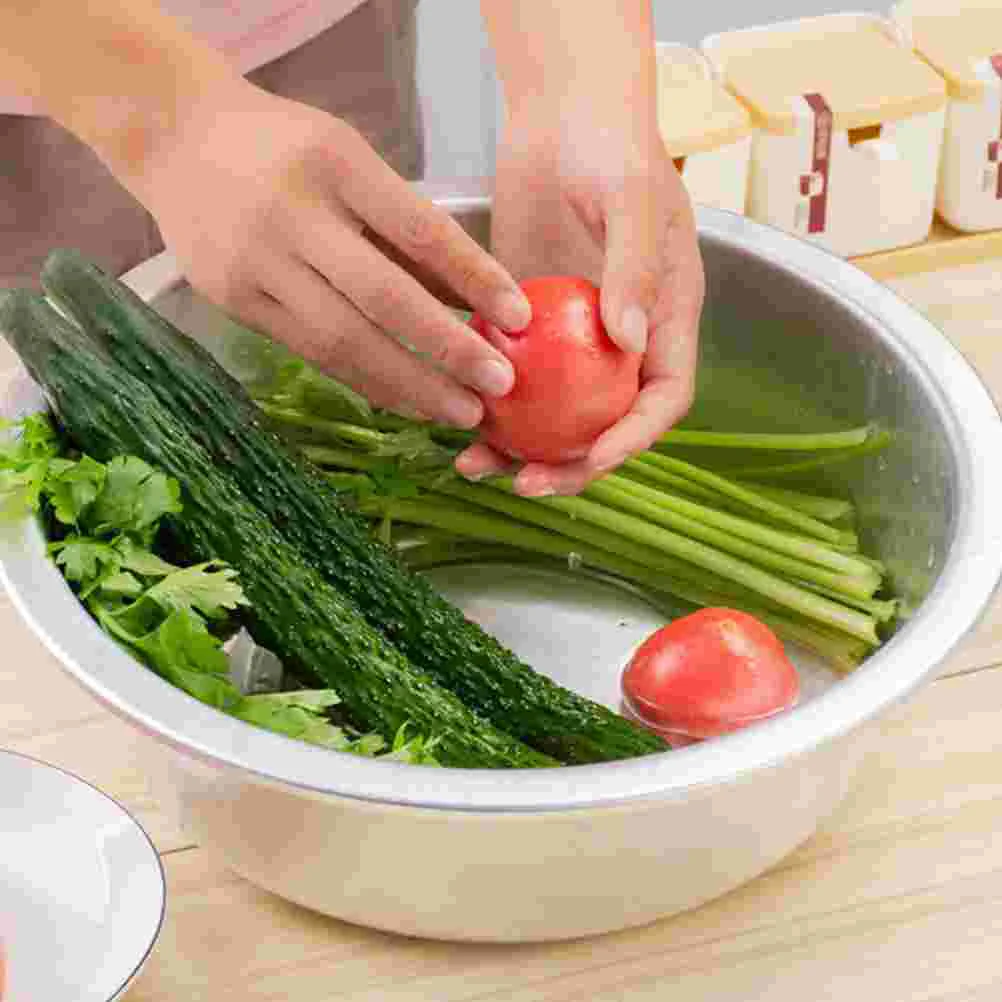 

1pc Large Aluminum Soup Plate Kitchen Round Fruit and Vegetable Washing Pot