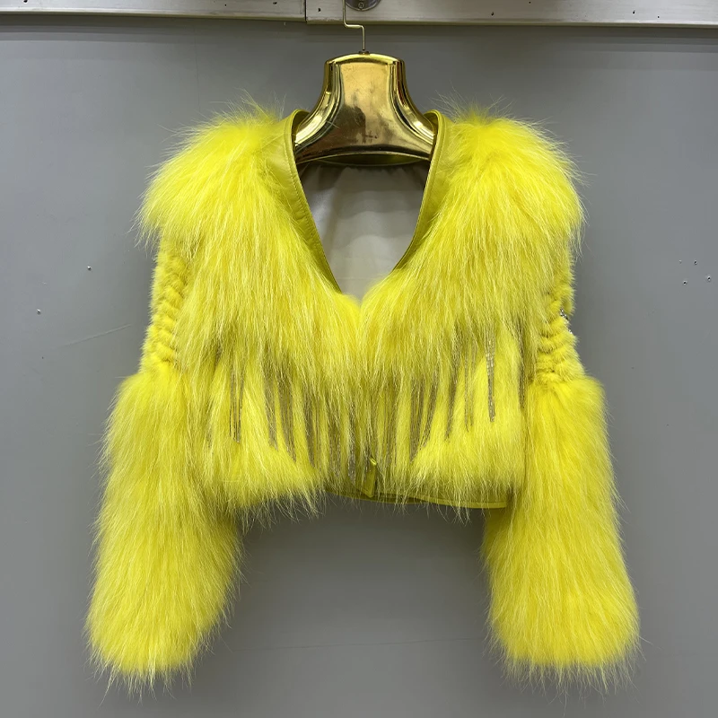 AutumnWinterWomenRealFurCoatNaturalRacconFurWithRealMinkFur