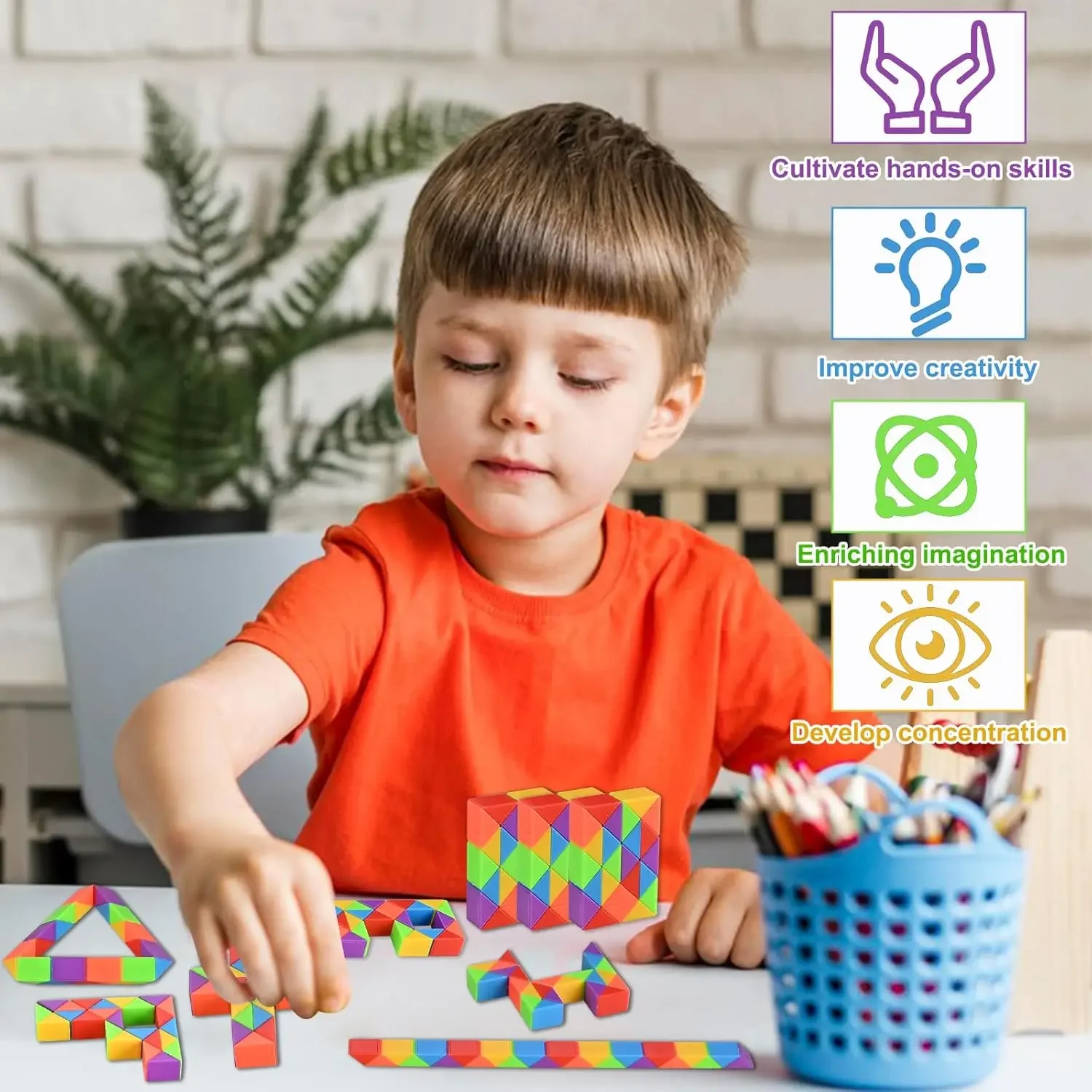 3pcs Mini Fidget Snake Cube Puzzle Toys Rainbow Twist Puzzle Toy Gift for Kids Stocking Stuffers Party Favors Goodie Bag Fillers